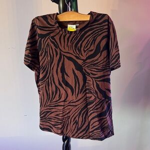 Hot Cotton Brown and Black Animal Print Top